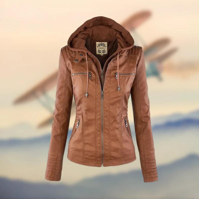 Damen Bikerjacke mit Kapuze | Warme