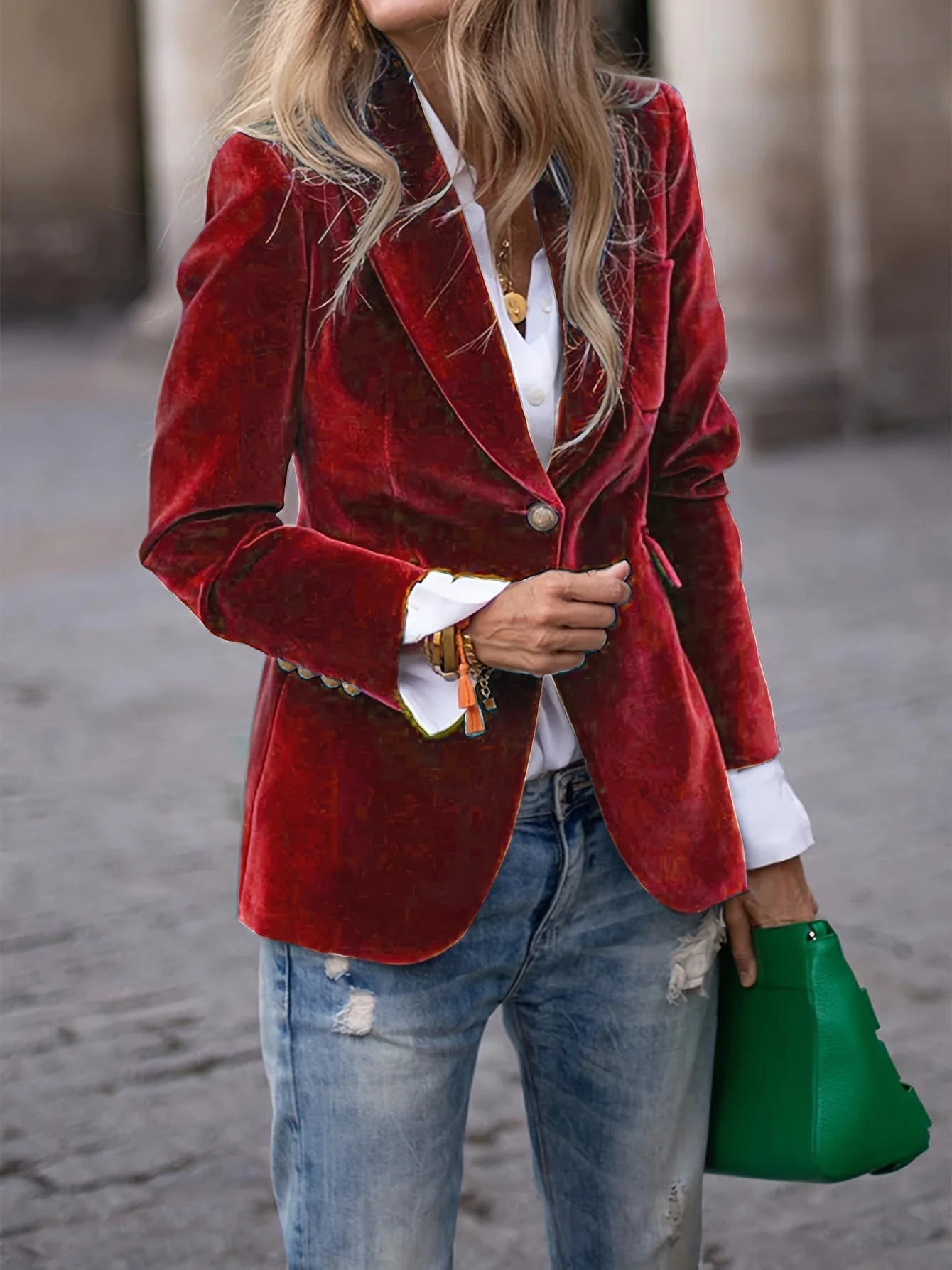 Damen-Blazer mit Samtstruktur | klare Linienführung - Image 2