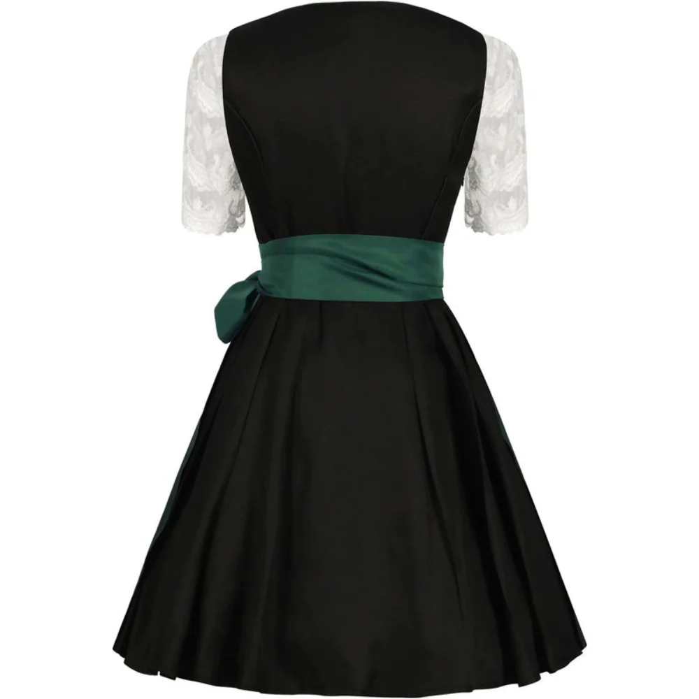 Damen Dirndlkleid mit Farbakzent | Klassisches Trachtenkleid in Grün-Schwarz