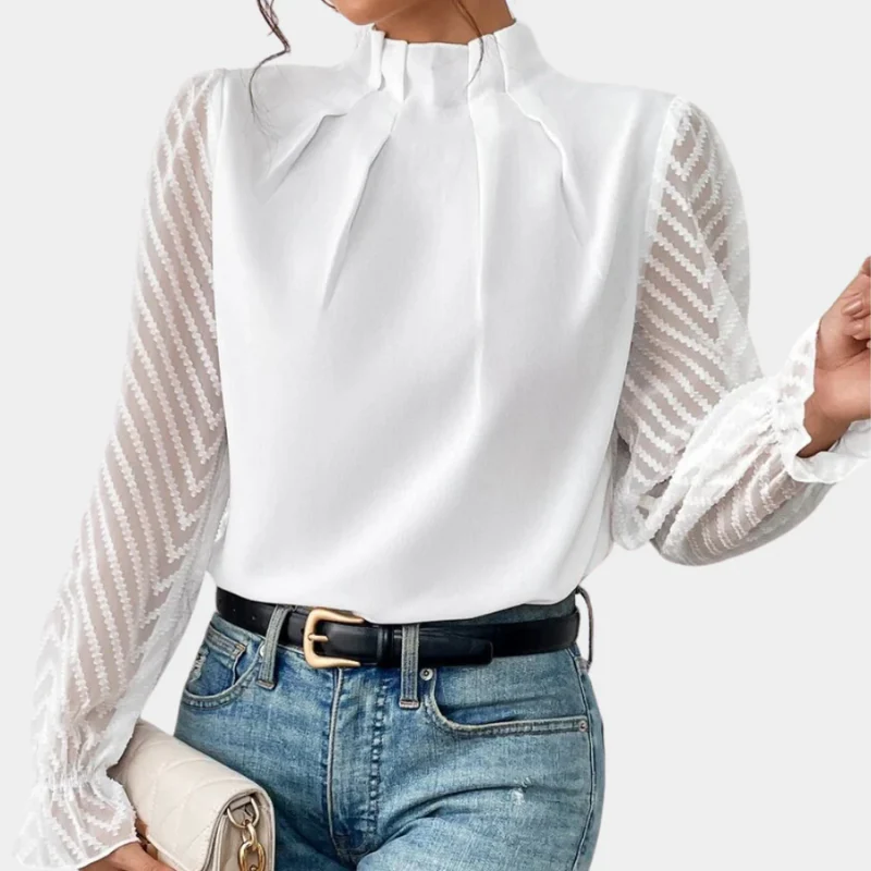 Damen elegante Vintage-Bluse | Langarm