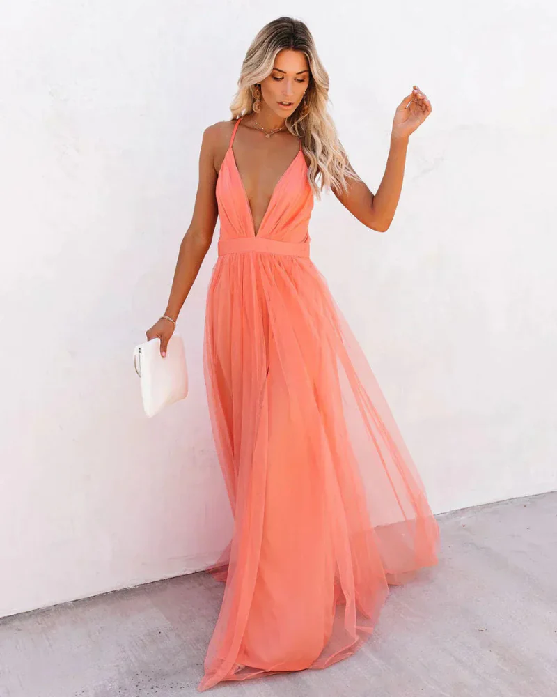 Damen elegantes Spitzen-Abendkleid | Maxi