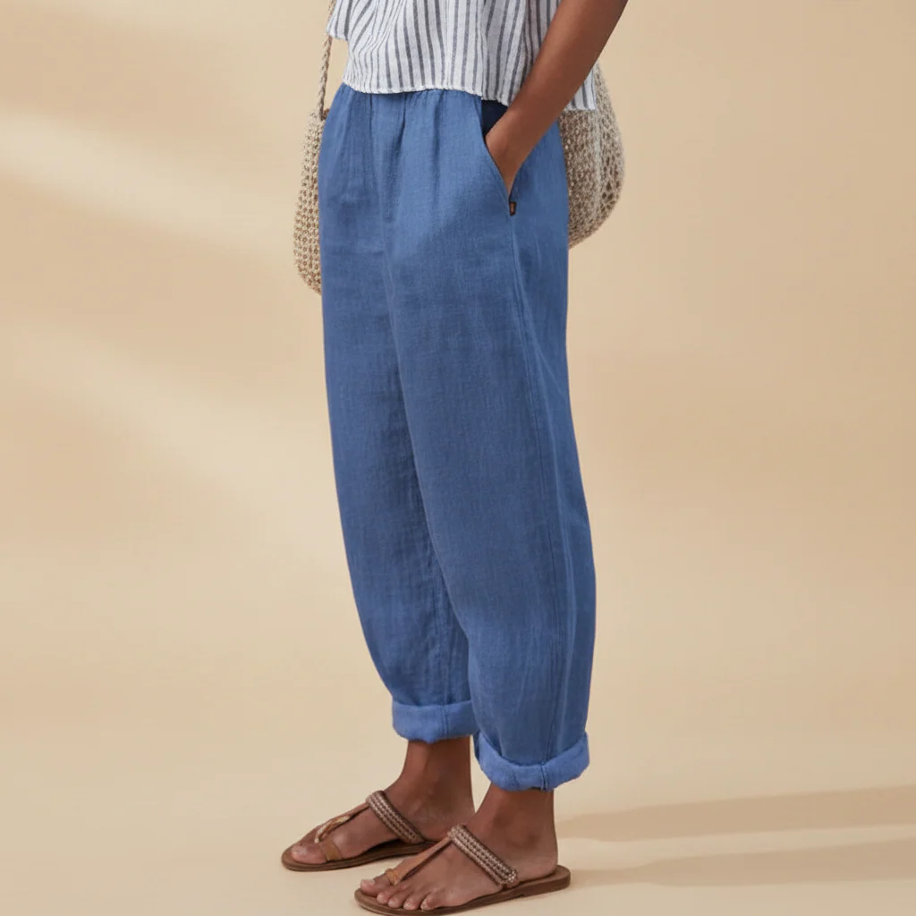 Damen Gefaltete Hosen Stylische Hose Faltensaum - Image 2