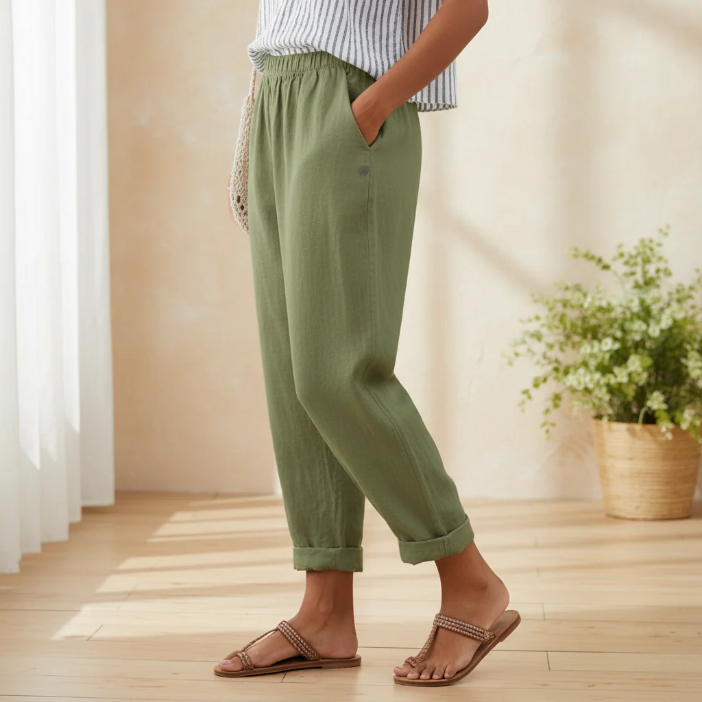 Damen Gefaltete Hosen Stylische Hose Faltensaum - Image 3