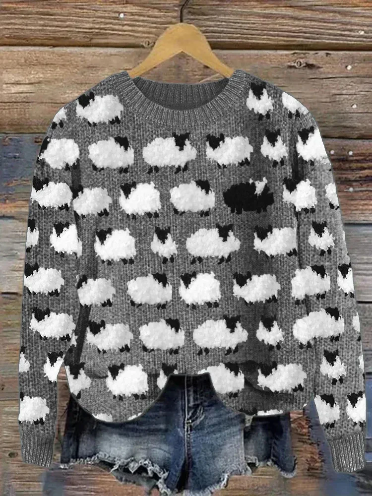 Damen gemütlicher Vintage-Schafpullover | Gestrickt - Image 2