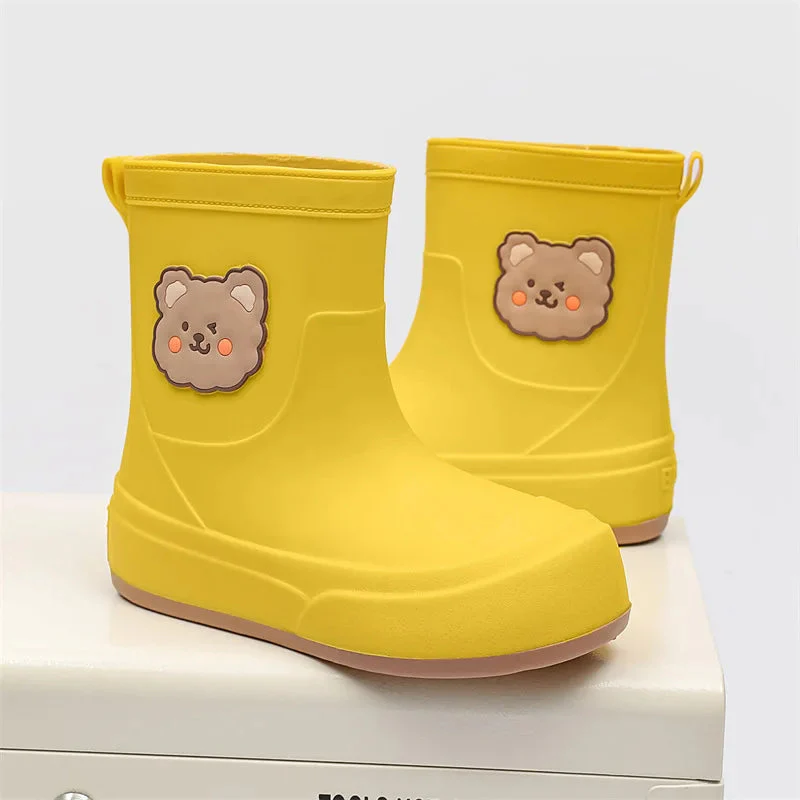 Damen Gummistiefel Gummi Wasserfest mit Bärendesign Rutschfeste Sohle