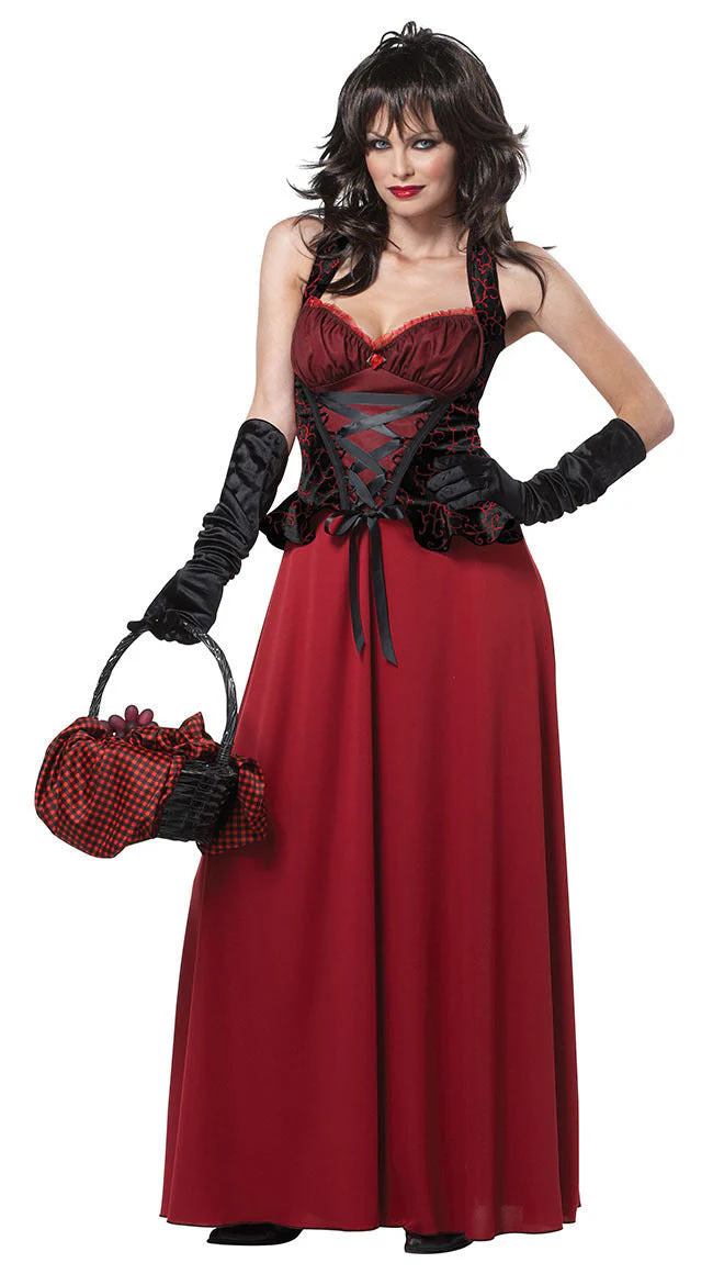 Damen Halloween-Kostümkleid mit Kapuze | Schnürung & Maxi-Länge