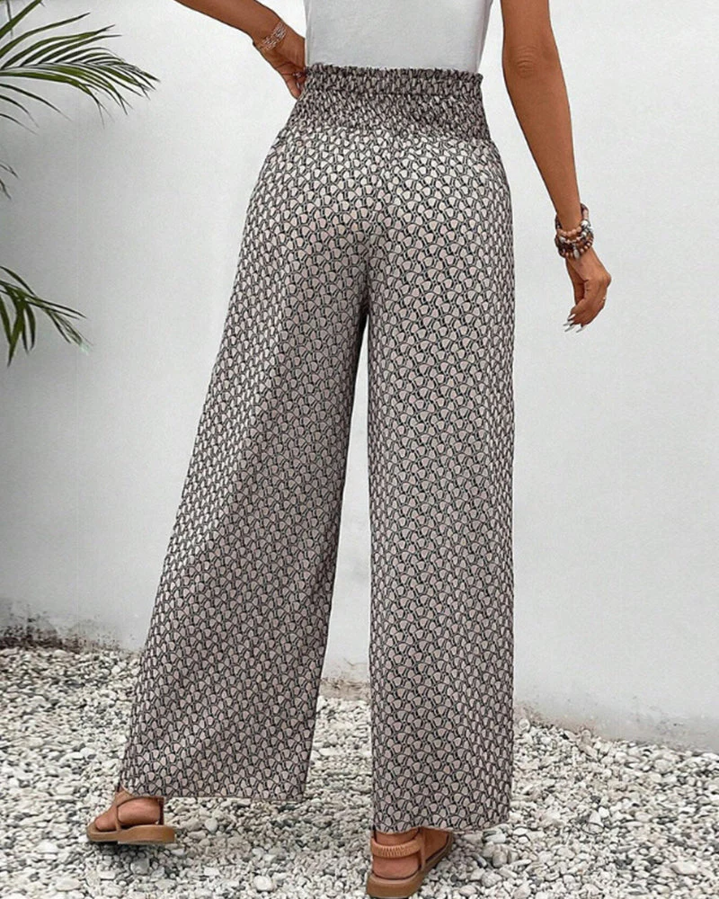 Damen Hose Sommer | hohe Taille und geometrisches Muster