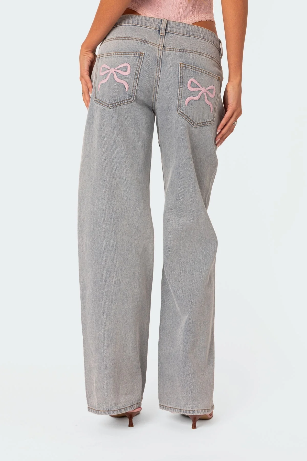 Damen Jeans | Weite Beine mit Schleifendetails am Bund