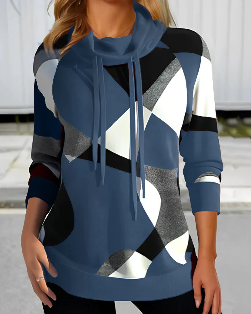 Damen Kapuzenpullover mit geometrischem Drucken | Lange Ärmel