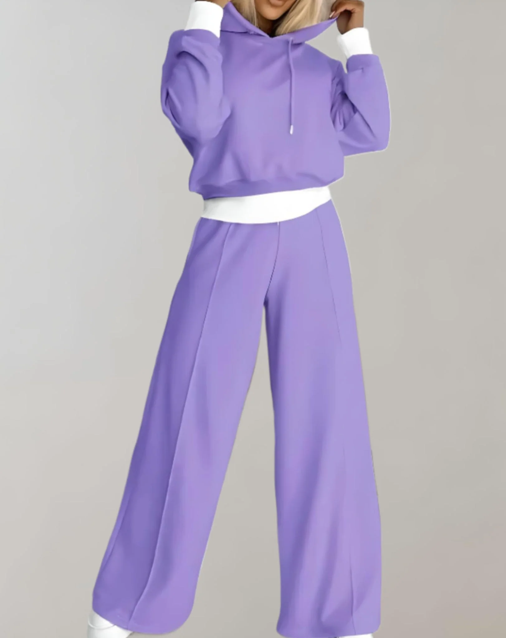 Damen-Loungewear-Set mit Kapuze und weiter Hose - Ariane - Image 2