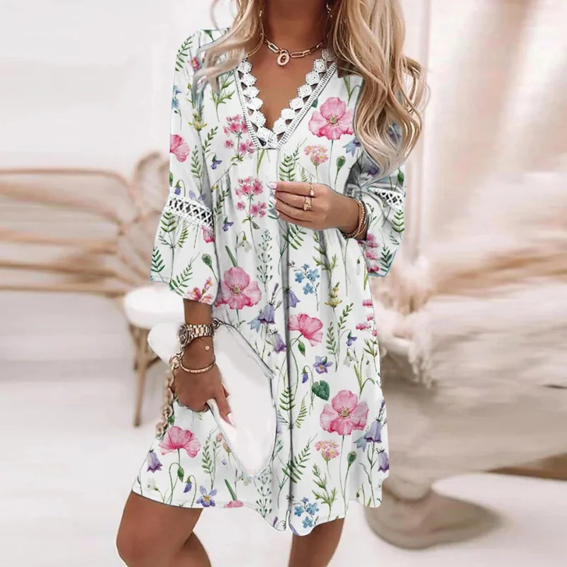 Damen luftiges Boho-Sommerkleid | Mini