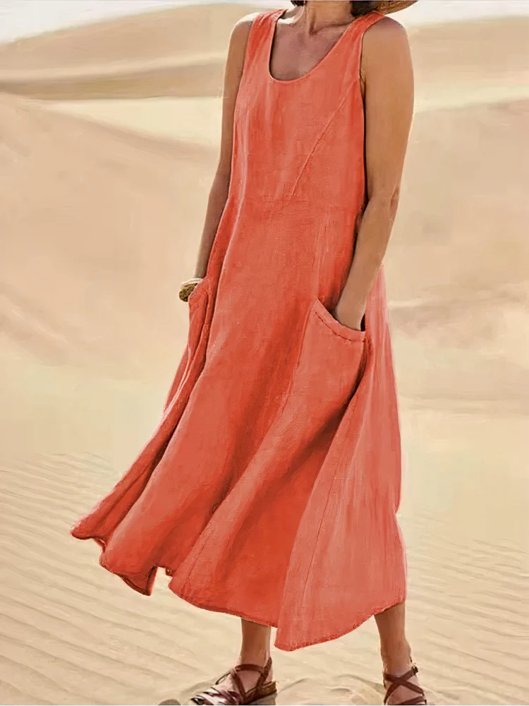 Damen luftiges Sommerkleid mit Taschen | Midi - Image 4