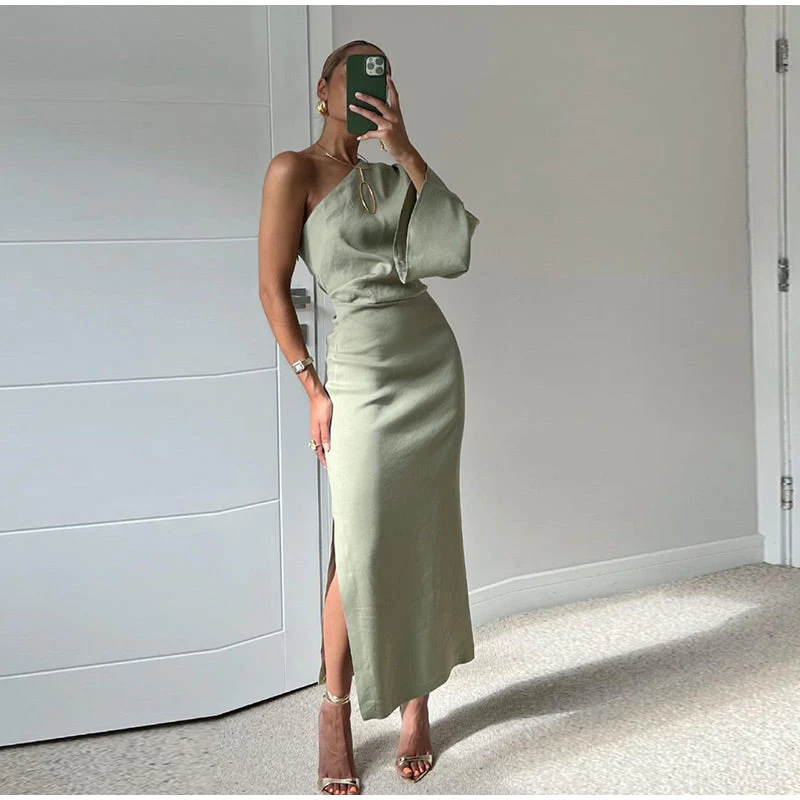 Damen Maxikleid | Asymmetrische Ausführung