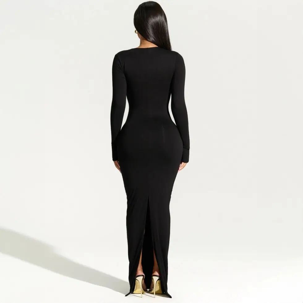 Damen-Maxikleid mit fließender Länge | klare Silhouette