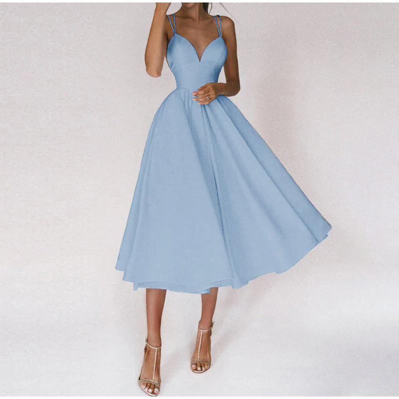 Damen-Midiabendkleid mit V-Ausschnitt | sachliche Linienführung - Image 7