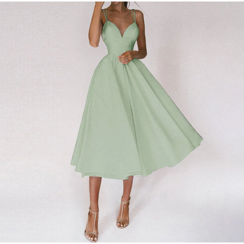 Damen-Midiabendkleid mit V-Ausschnitt | sachliche Linienführung - Image 8