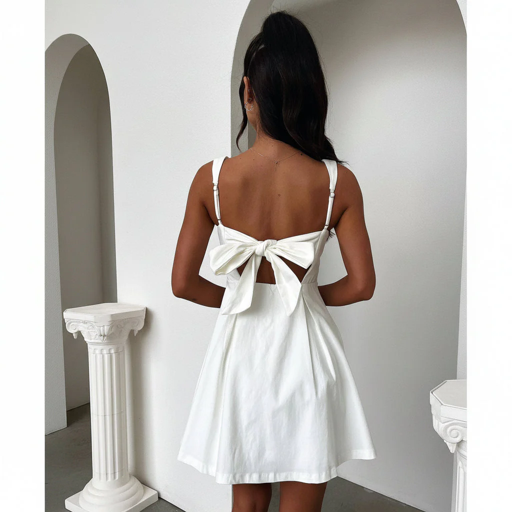Damen Mini Sommerkleid Plissee A-Linie Freizeit - Image 2