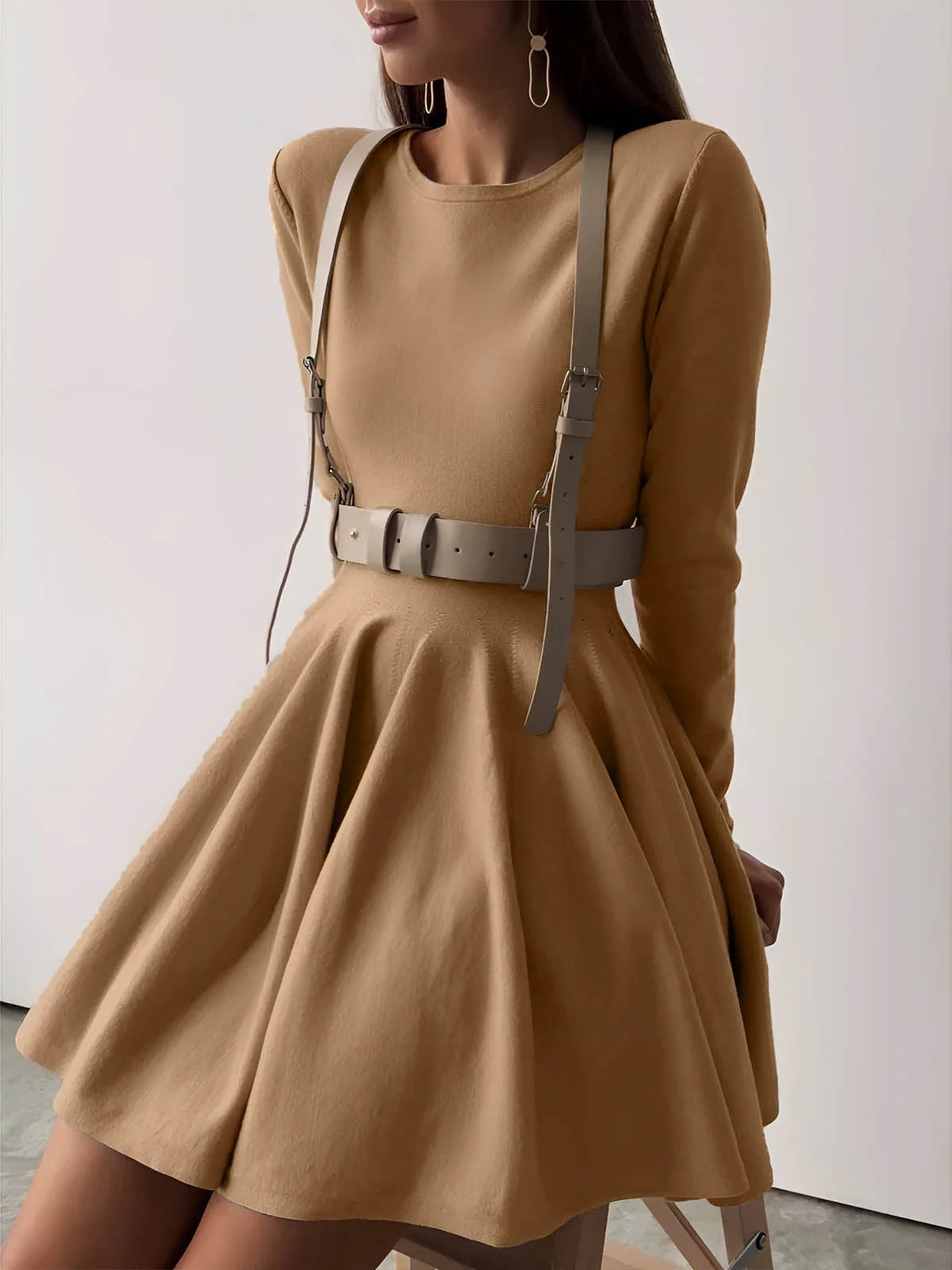 Damen Minikleid | Taillennahe Schnittführung lange Ärmel kurze Form - Image 11