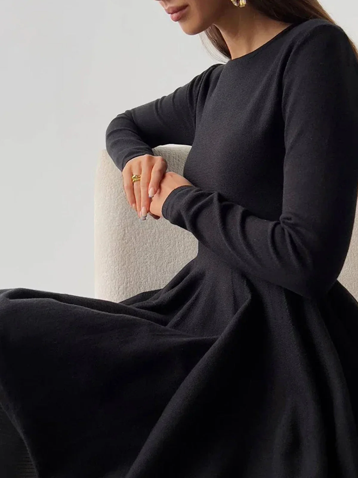 Damen Minikleid | Taillennahe Schnittführung lange Ärmel kurze Form - Image 6