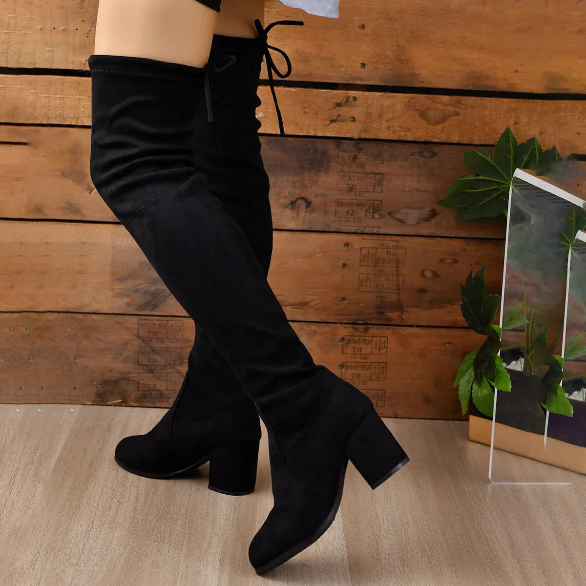 Damen-Overknee-Stiefel mit Blockabsatz | hohe schaftausführung - Image 4