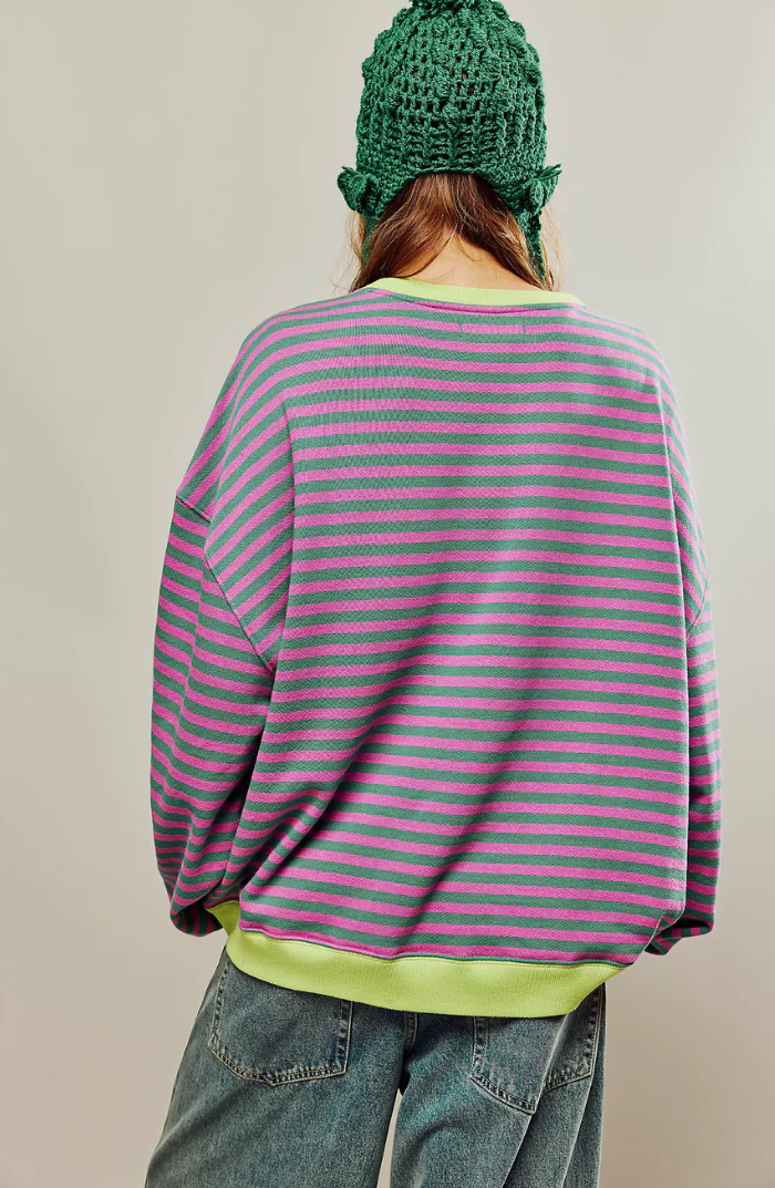 Damen Oversized Gestreiftes Sweatshirt - Image 2