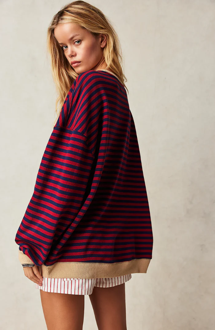 Damen Oversized Gestreiftes Sweatshirt - Image 3