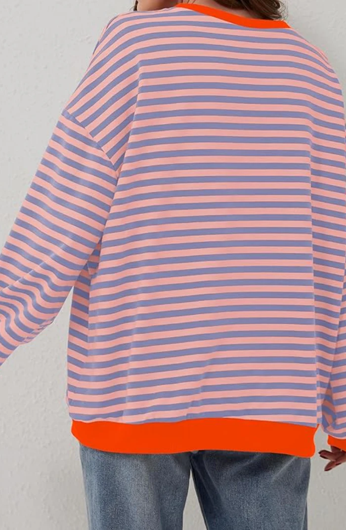 Damen Oversized Gestreiftes Sweatshirt - Image 5