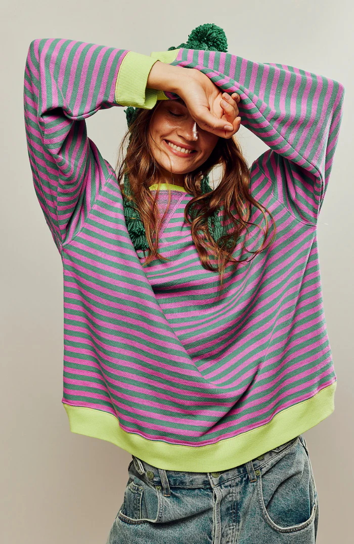 Damen Oversized Gestreiftes Sweatshirt - Image 7