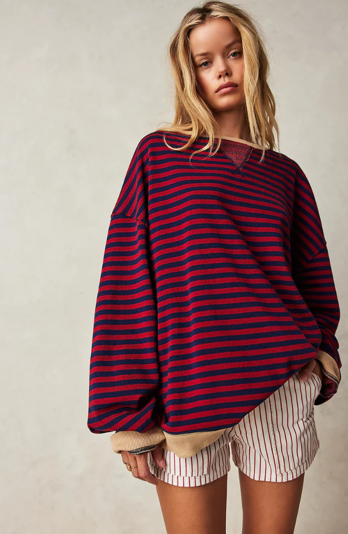 Damen Oversized Gestreiftes Sweatshirt - Image 9