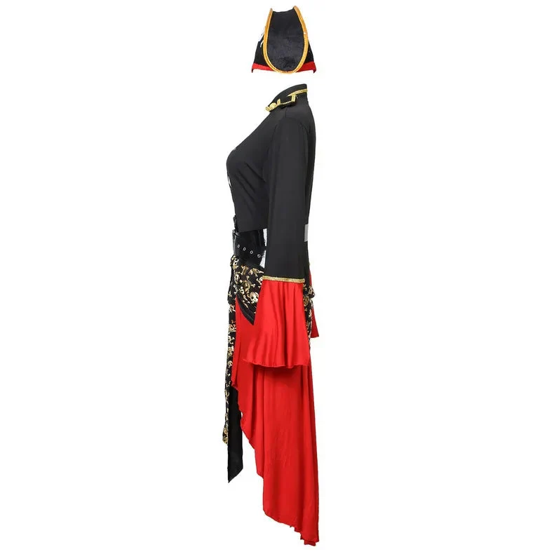 Damen Piraten-Halloween-Kostümkleid | Schnürung & Asymmetrischer Saum - Image 2