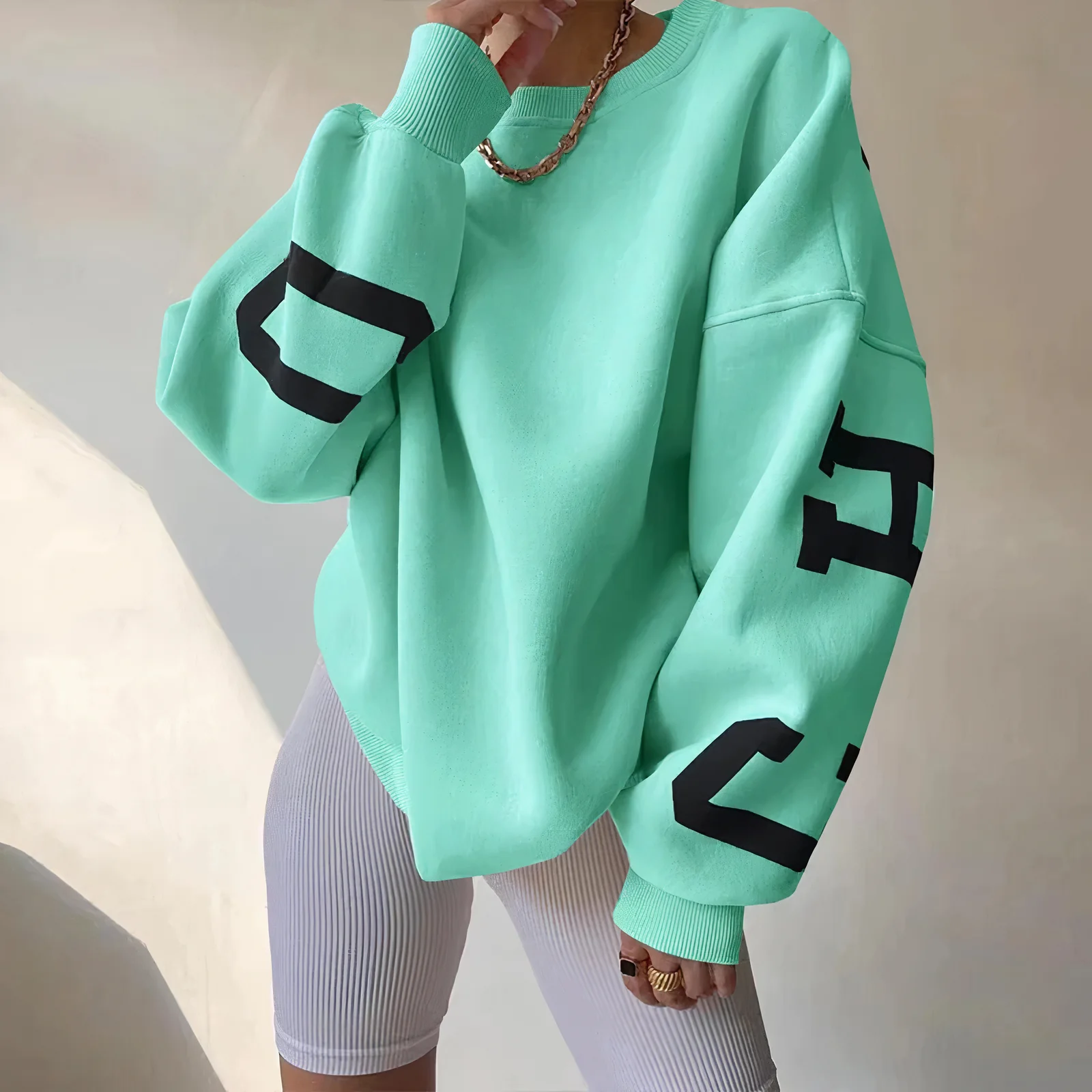Damen Pullover mit Buchstabenaufdruck und Langarm
