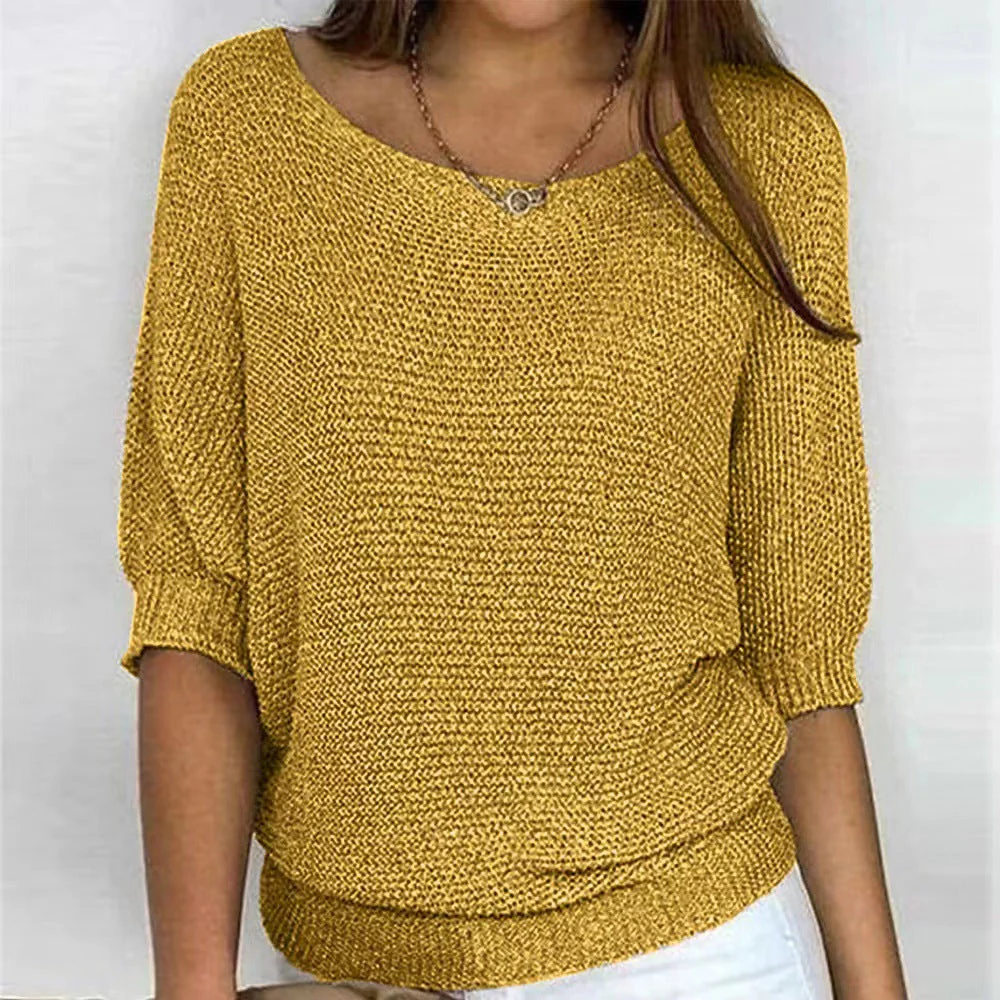 Damen RUNDSCHNITT 3/4-ÄRMEL PULLOVER | ELEGANTER KOMFORT FÜR JEDEN TAG - Image 2