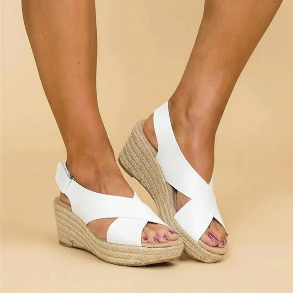 Damen Sandalen Cross Strap Wedges Bequeme Sommerschuhe - Image 2