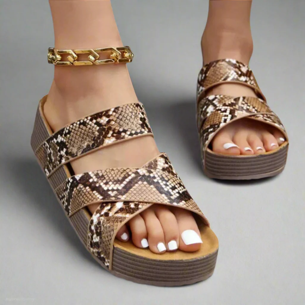 Damen Sandalen Geflochtenem Riemen Keilabsatz Alltag - Image 4