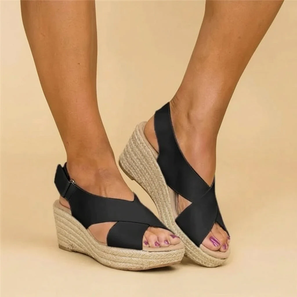 Damen Sandalen Kreuzgurt Wedge Sommer - Image 2