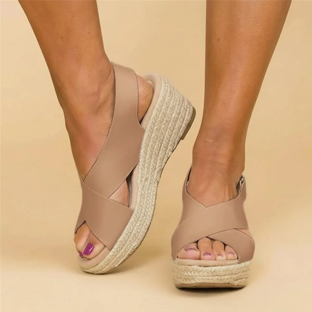 Damen Sandalen Kreuzgurt Wedge Sommer - Image 3