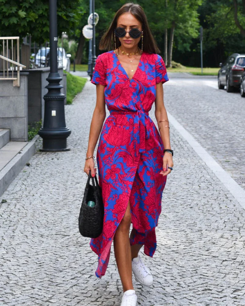 Damen schönes geblümtes Sommerkleid | Midi