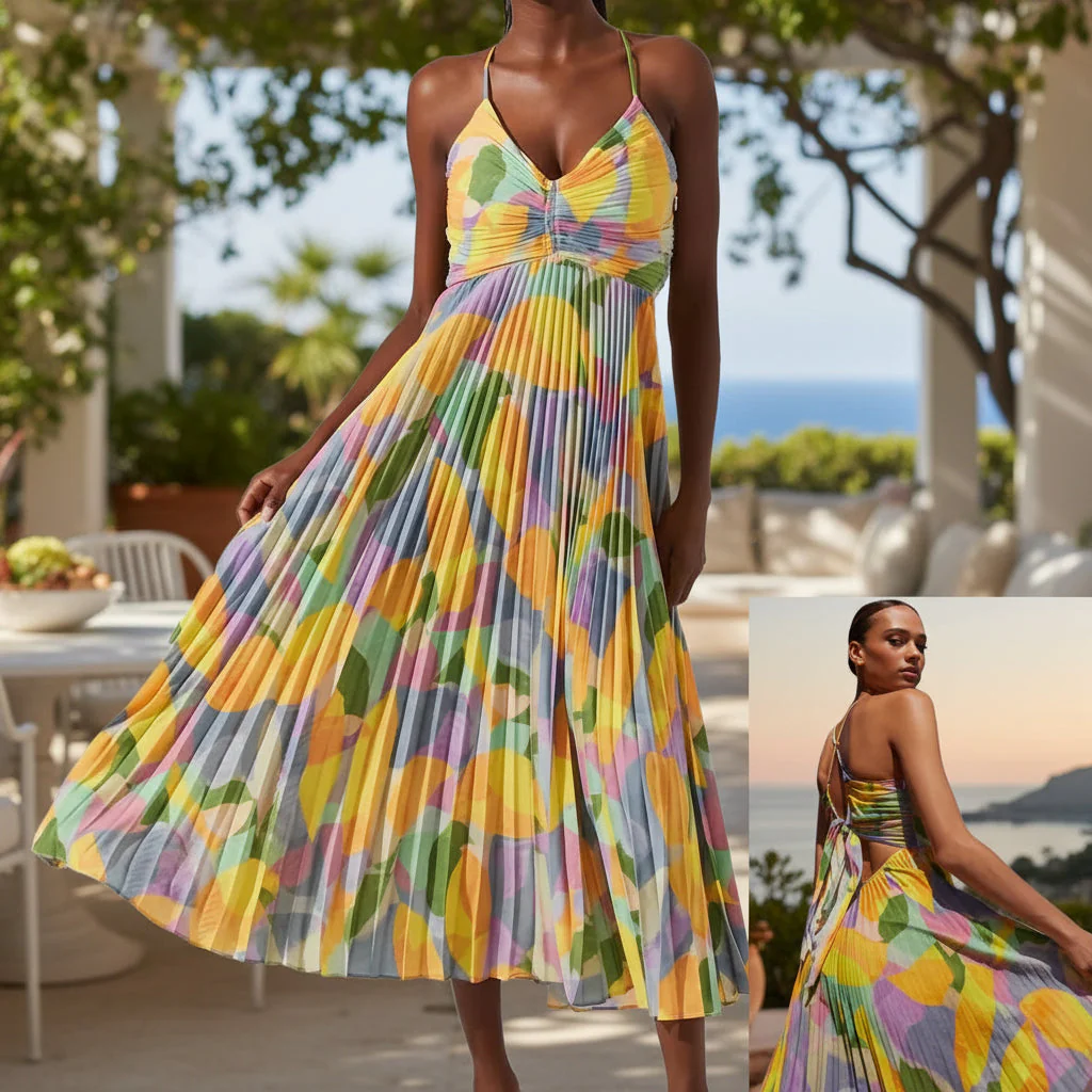 Damen Sommerkleid Ärmellos Criss Cross Stilvolles Lässiges Kleid - Image 2