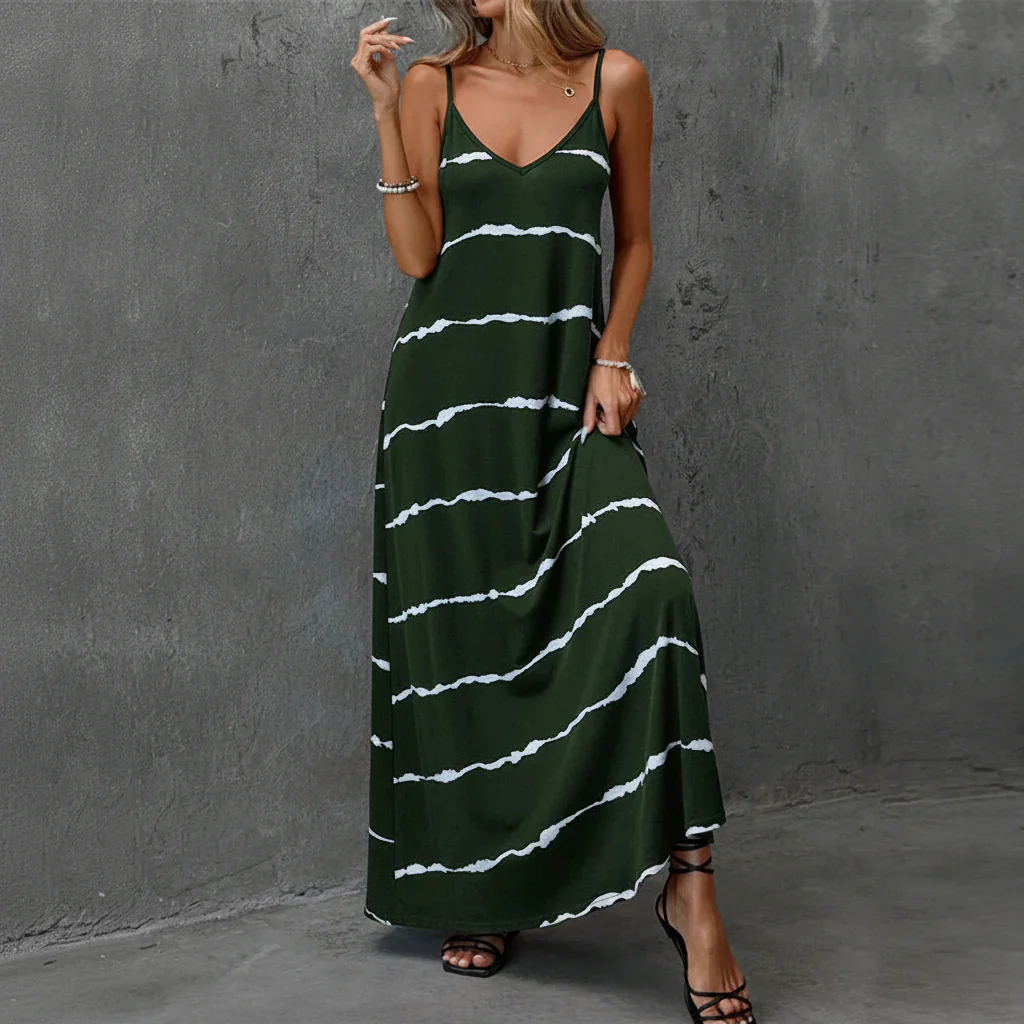 Damen Sommerkleid Blumen Casual Midi Freizeitkleid - Image 4