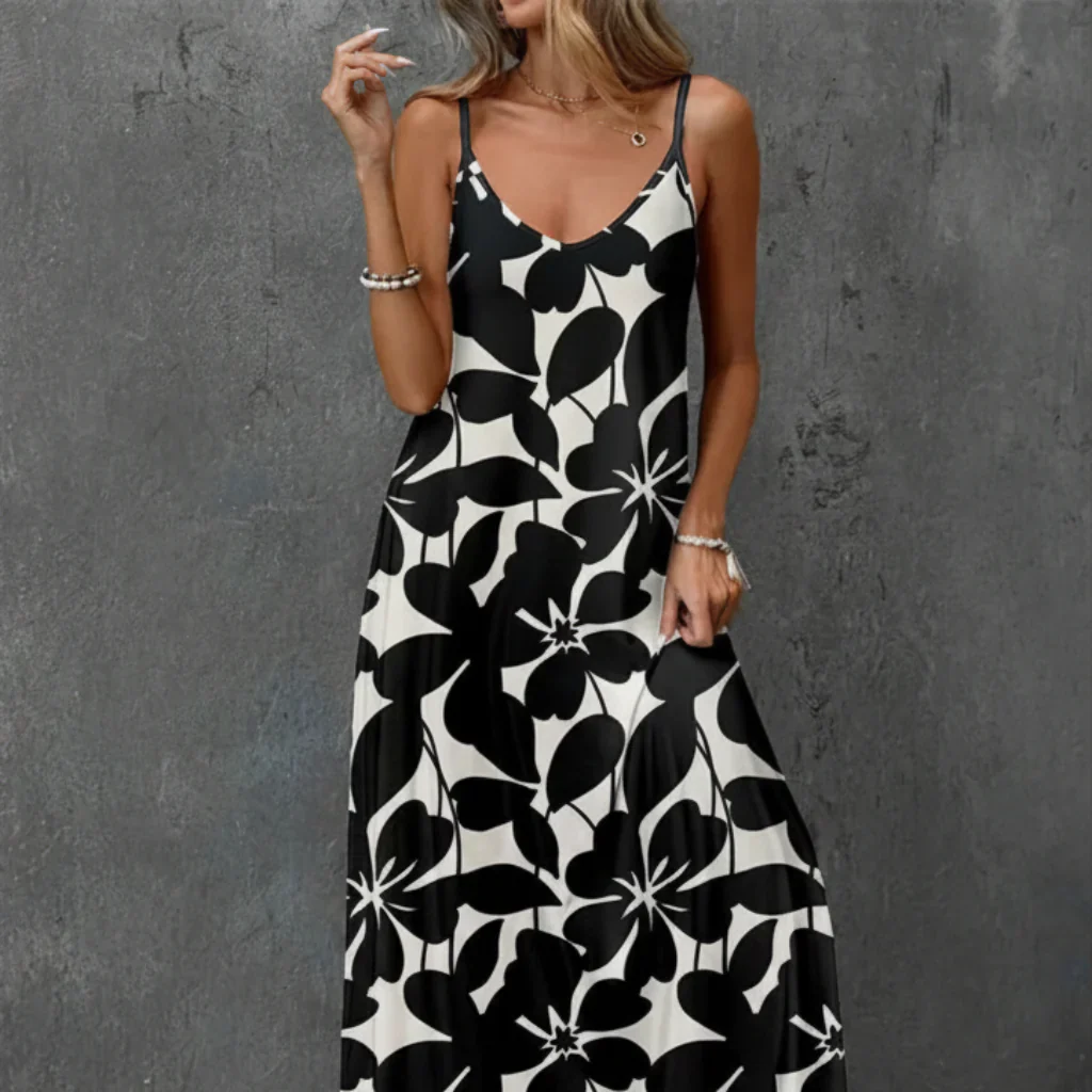 Damen Sommerkleid Blumen Casual Midi Freizeitkleid - Image 8