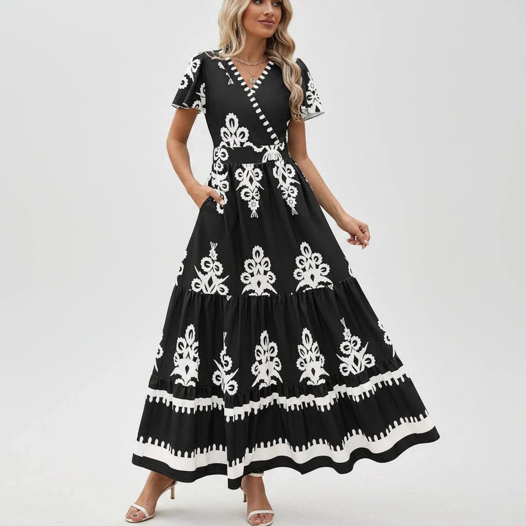 Damen Sommerkleid Blumenmuster Kurzes Freizeit Kleid - Image 3