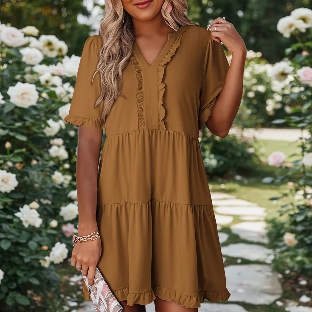 Damen Sommerkleid Casual Mini Leichtes Kurzes Kleid - Image 5