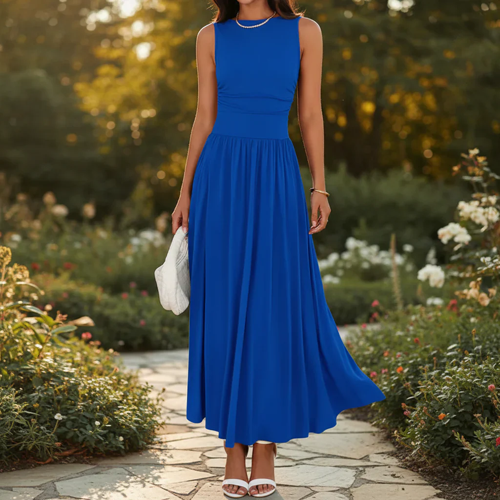Damen Sommerkleid Faltentasche Kurzes Freizeit Kleid - Image 3