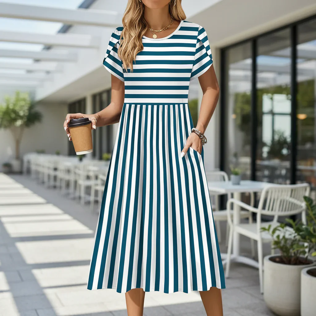 Damen Sommerkleid Formellen Drucken Elegantes Freizeitkleid - Image 5
