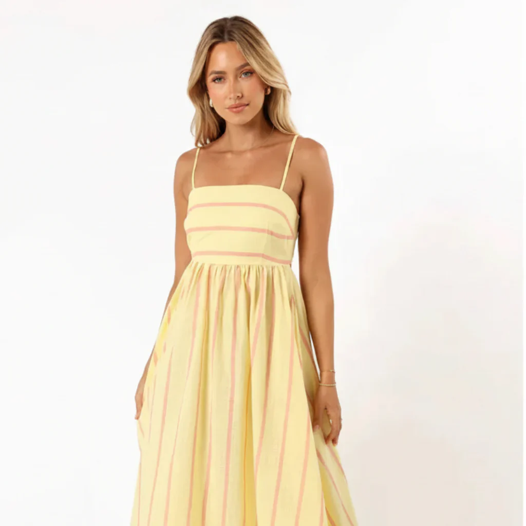 Damen Sommerkleid Iangen Röhrenstreifen Leicht Bequem - Image 3