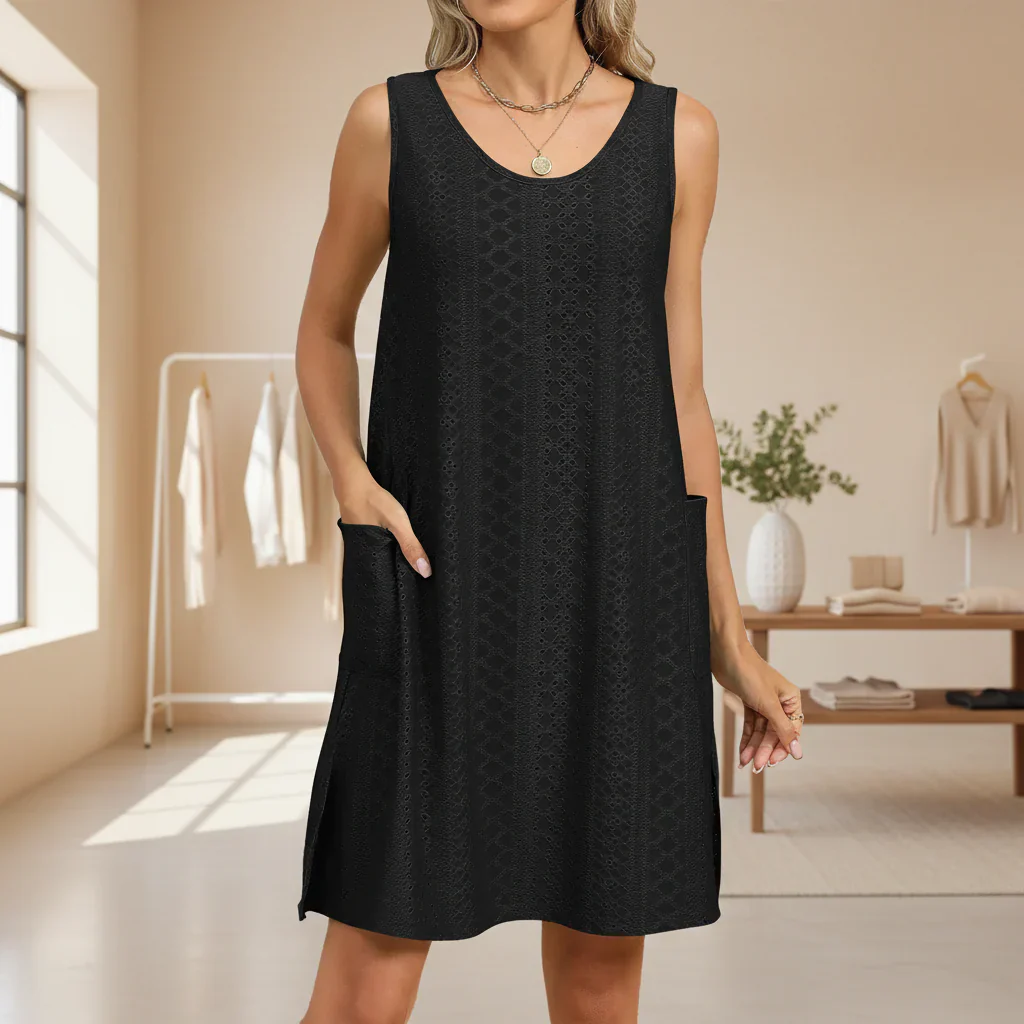 Damen Sommerkleid Kurz Ärmellos Casual Leichtes Kleid - Image 2
