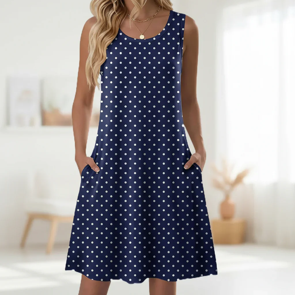 Damen Sommerkleid Kurz Blumenmuster Taschen Freizeit Kleid - Image 10