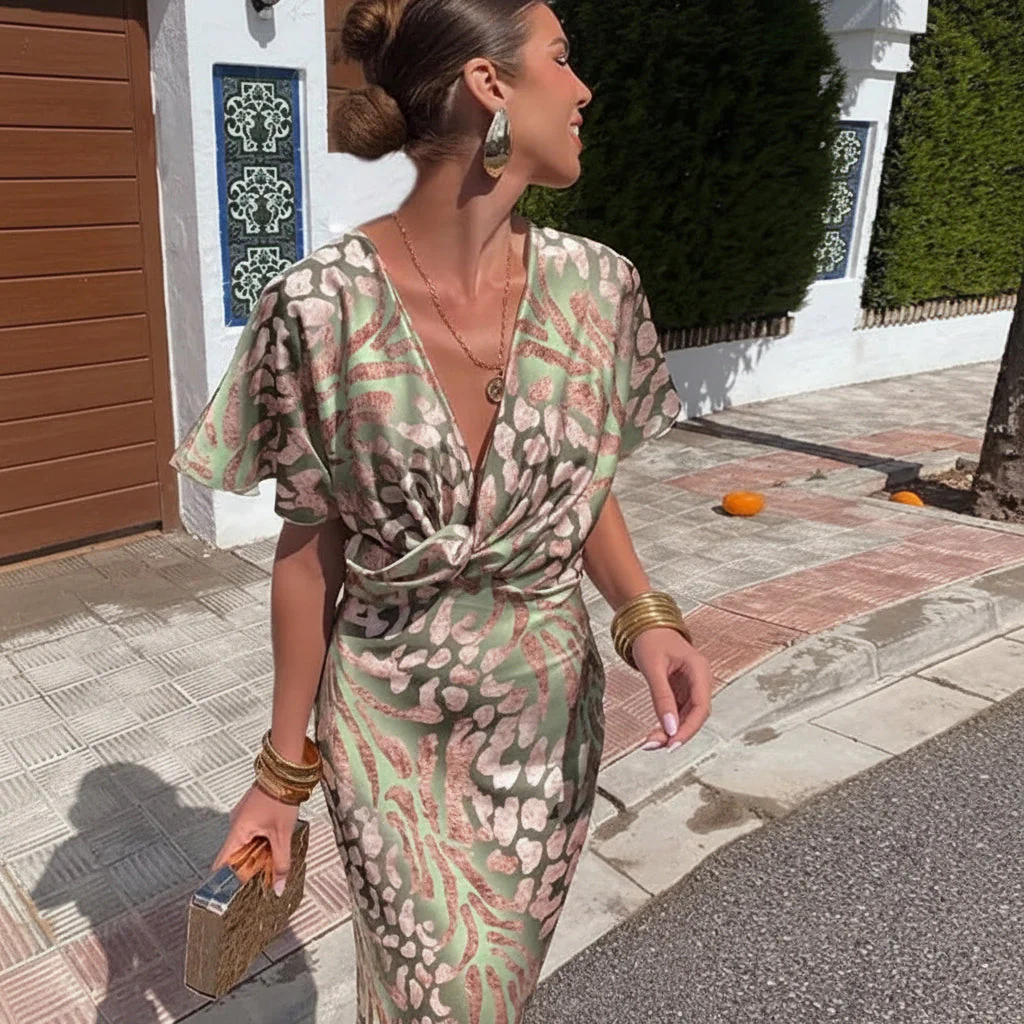 Damen Sommerkleid Kurzärmliges Midi - Image 2