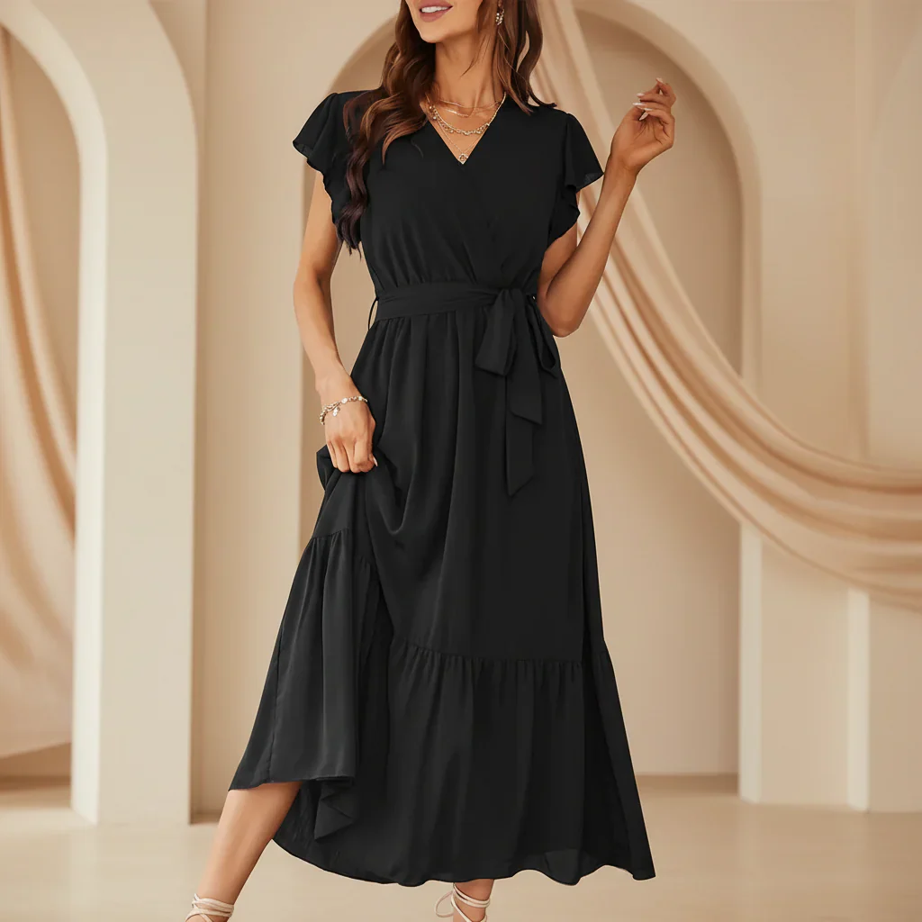Damen Sommerkleid Kurzen Ärmeln Bedrucktes Freizeitkleid - Image 2