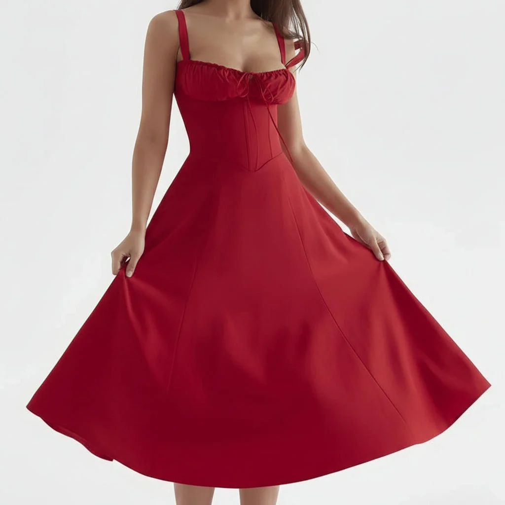 Damen Sommerkleid Lang Elegantes Bequemes Kleid Sommer - Image 6
